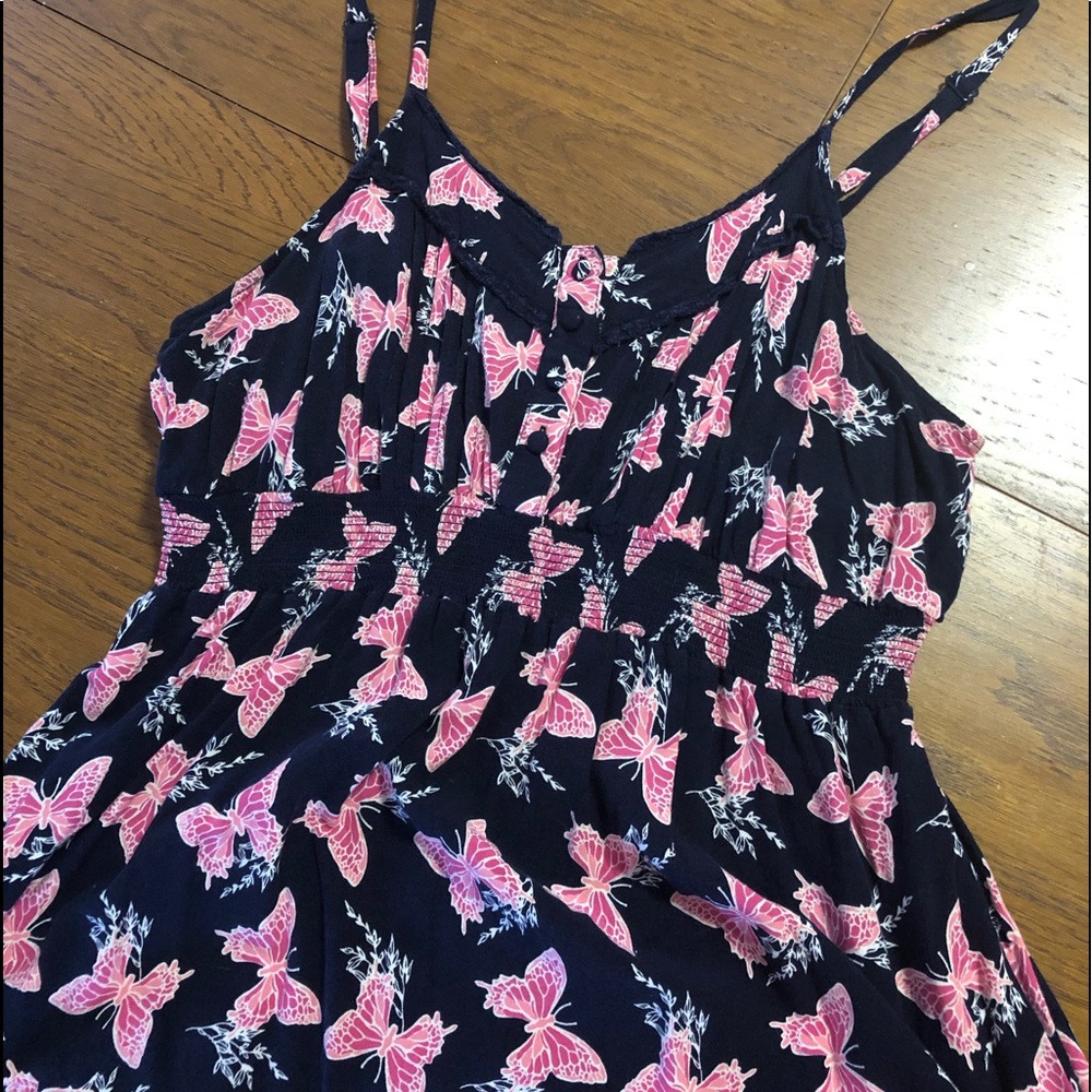 Size 2 Torrid Navy Blue & Pink Butterfly Tank Top